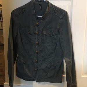 Greenish-gray colored military style jacket, maurices brand size small